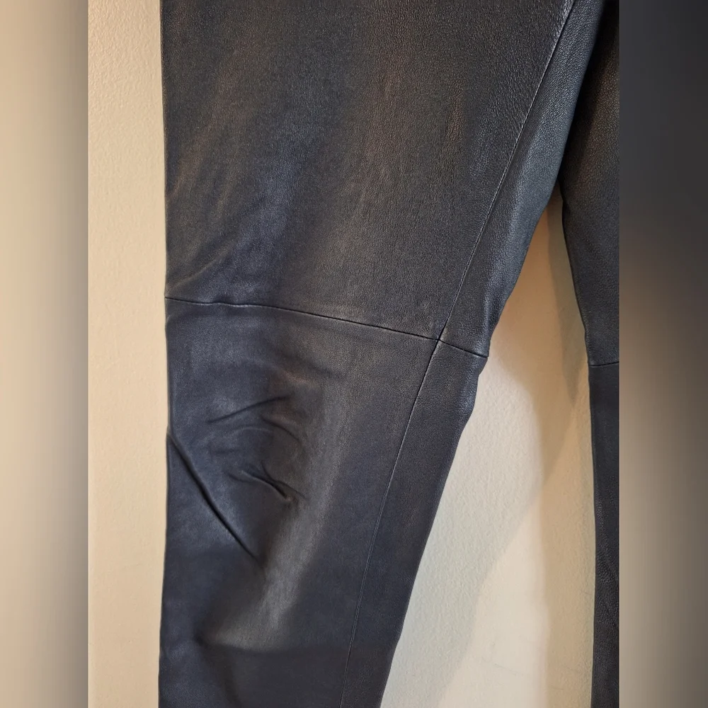 Kate Spade Estrella Navy Stretch Leather Pants Size 6 - Picture 4 of 7